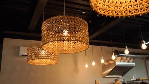 Rattan pendant lamp detail